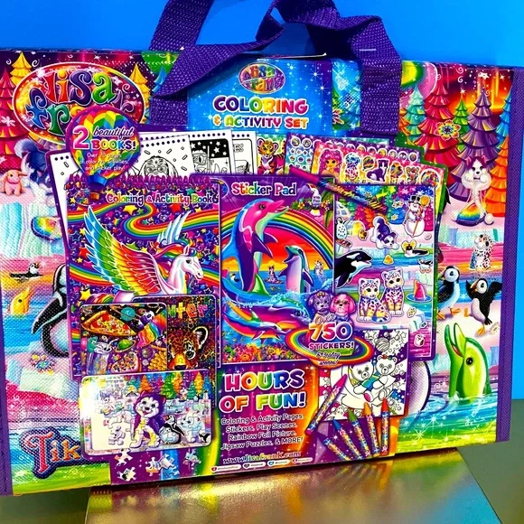LISA FRANK TRIFOLD PORTFOLIO OVER 750 STICKERS 3 PUZZLES ACTIVITY SET MO… - Picture 10 of 16